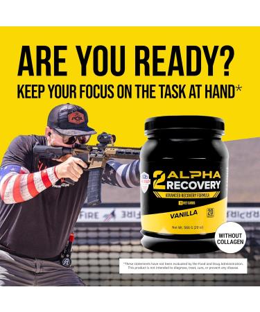 2ALPHA Recovery Vanilla - Protein Shake with Hydrolyzed Whey Isolate and Essential Nutrients for Shooters 25g Protein for Muscle Recovery - 566g - Buy Online on GoSupps.com