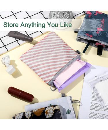 8-Piece Menstrual Pad Bag with Cactus, Flamingo, Flower, and Stripe Patterns - Portable Sanitary Napkin Holder for Women and Girls - Buy Online on GoSupps.com