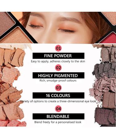 Shimmer Eyeshadow Palette - 16 Colors, Long-Lasting, Highly Pigmented, Waterproof Eye Makeup Palette for Women - Buy Online on GoSupps.com