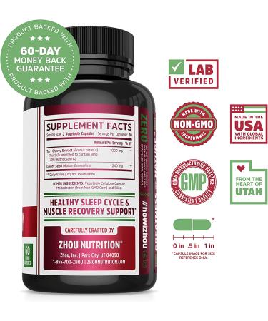 Zhou Nutrition Tart Cherry Extract & Celery Seed - 60 Vegan Capsules for Joint & Sleep Support - Buy Online on GoSupps.com