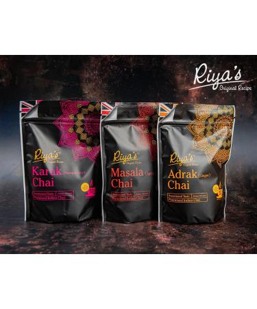Riya's Original Recipe Indian Chai Powder Premixed and Sweetened Makes 30 Cups Just Add Hot Water (Variety Pack of 3 - Masala Karak & Ginger) - Buy Online on GoSupps.com