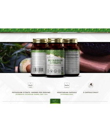 Ezyleaf Nutrition Potassium Citrate Capsules | 180 High Strength 1000mg Potassium Citrate | Clean Formula | Potassium Supplements - Buy Online on GoSupps.com
