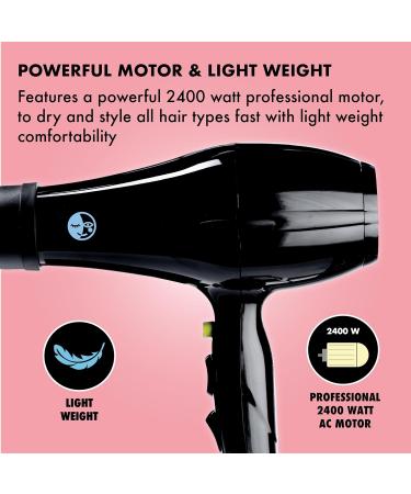 Luna Professional Ionic Hair Dryer - 2400W Fast Drying & Smooth Finish | Ceramic Coated with Adjustable Heat Control - For Women - Buy Online on GoSupps.com