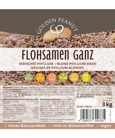 Golden Peanut Psyllium 3kg - 99% Purity High-Fiber Vegan & Gluten-Free Baking Ingredient from India - Buy Online on GoSupps.com