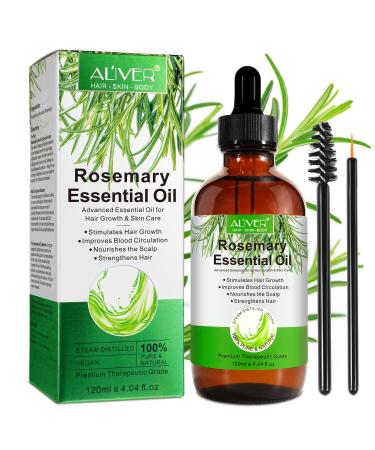 AL'IVER Rosemary Oil for Hair Growth  Organic Rosemary Essential Oil for Hair Growth  Strengthens Hair  Nourishes Scalp  Skin Care  Rid of Itchy & Dry Scalp  Hair Loss Treatment 120ML
