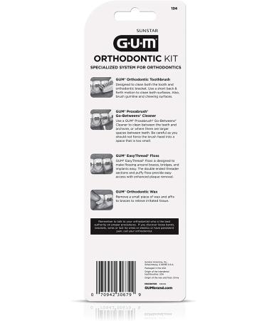 GUM 124KK Orthodontic Kit - Includes Toothbrush, 3 Proxabrush Sizes, EasyThread Floss, and Mint Ortho Wax - Buy Online on GoSupps.com