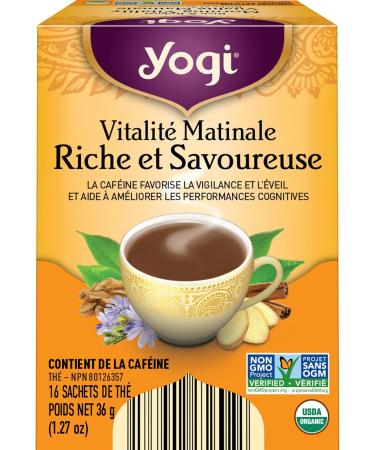 Yogi Tea Rich & Robust Morning Vitality (Pack 6) - 96 Tea Bags - Contains caffeine - Supports Energy - Inlcudes Roasted Chicory Cinnamon Ginger & More - Buy Online on GoSupps.com