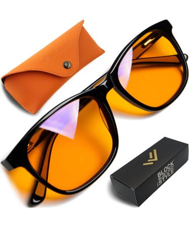 Blue light-blocking glasses for women and men reading glasses sleeping and migraine glasses 99.5 % amber-colored blue light for computer eye load fatigue of the eyes blue blockers for gaming 1 count (pack of 1) black round (without strength) - Buy Online on GoSupps.com