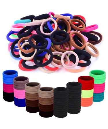 Seamless Cotton Hair Ties for Women and Girls Elastic Hair Bands for Adult No Crease Damage Ponytail Holders in 15 Colors No Hurt Hair Thick Hair Bands 96pcs In 8mm Thickness