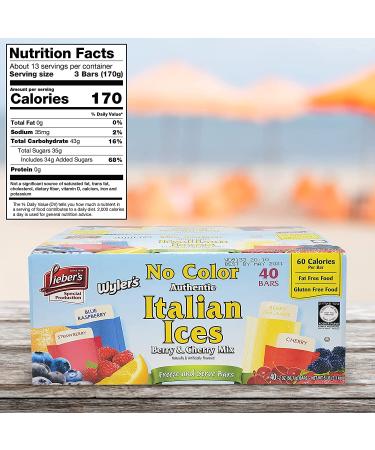 Lieber's Wyler's Italian Ices Berry & Cherry Mix - No Coloring, Kosher, Gluten-Free, Fat-Free - 80oz Box (2-Pack), 40 Count - 2 Pack - Buy Online on GoSupps.com