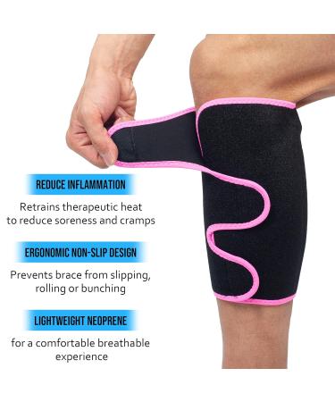 Neoprene Calf Sleeve Support for Shin Splints - 360 Relief for Pain in Cycling, Running, and More | Black/Pink with Mesh Bag - Buy Online on GoSupps.com