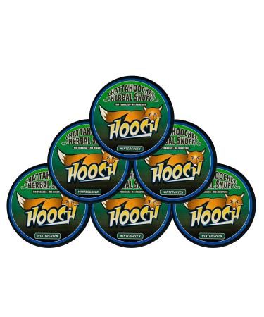 (6) Six Chattahoochee Hooch Herbal Snuff Cans 1.2oz/34g - Wintergreen - Rough Cut - No Tobacco No Nicotine
