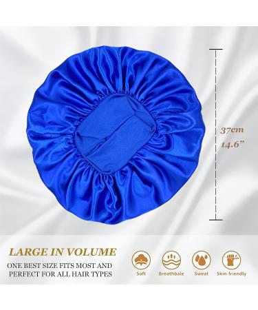 Eupinduo Satin Sleeping Cap Bonnet - 2 Pack High Elastic Curly Hood for Women | Soft Satin Sleep Hats in Black & Blue - Buy Online on GoSupps.com