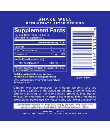 Botanic Tonics feel free Kava Mate - Natural Energy with Kava Root and Yerba Mate - Mood Boost & Sustained Energy - Improved Flavor - Pack of 12 (24 Servings) - Buy Online on GoSupps.com