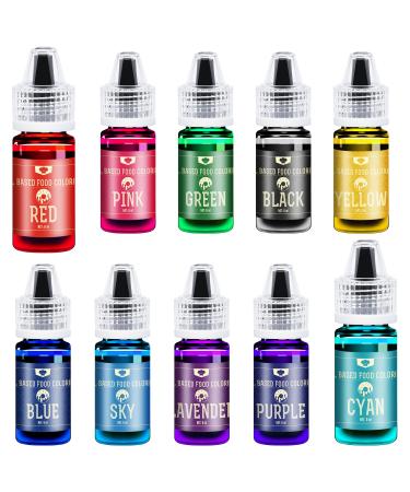 Fat -soluble food coloring for chocolate - 10 colors oil -based food colors fondant baking cake cookies - liquid food coloring for cocoa butter tarts butter scream - 6ml 6 ml (10 pack) - Buy Online on GoSupps.com