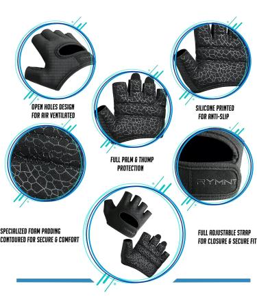 RYMNT Minimal Weight Lifting Gloves with Full Palm Protection - Black Small/XS - For Men & Women - Grip Pads for Gym Workout - Buy Online on GoSupps.com