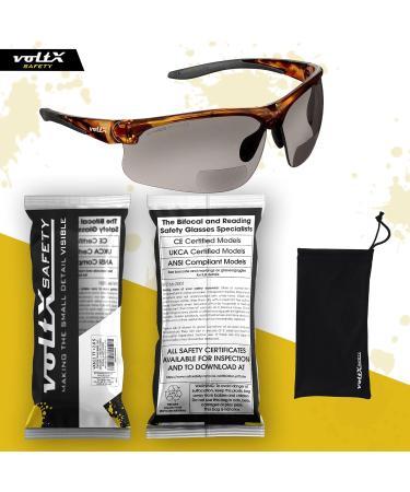 Voltx 'Constructor Ultimate' Bifocal Safety Glasses - Premium UV400 Reading Aid Gold & Blue Mirrored Smoke Lens - Ideal for Sports & Biking - Buy Online on GoSupps.com
