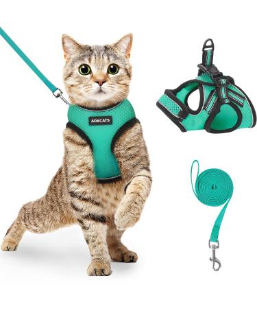 Aokcats cat dishes with a leash outbreak -proof cat leash with dishes for cats adjustingly soft reflective cat harness set for big cat rabbit set for walking green m m green green