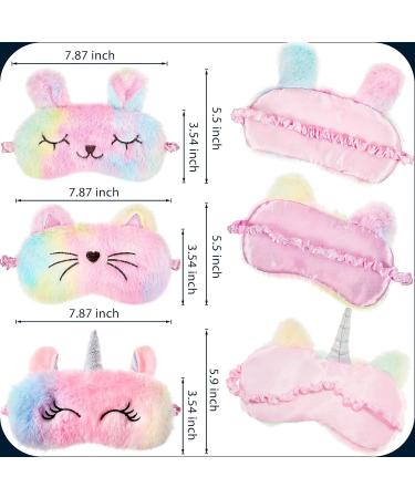 SATINIOR Unicorn Sleep Mask - Rainbow Eye Cover for Girls, Kids, and Adults - Soft Plush Blindfold for Travel - 6 Count - Buy Online on GoSupps.com