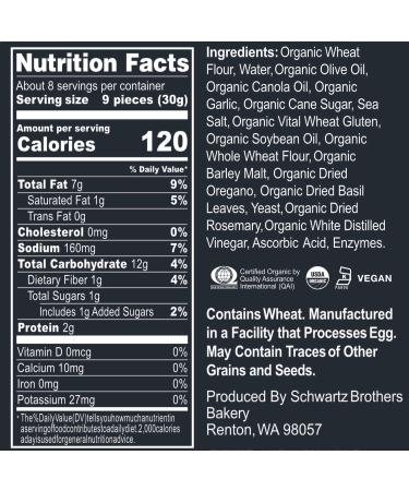 Schwartz Brothers Bakery Organic Garlic & Herb Bagel Chips | Kosher & Vegan | Artisanal | 8oz Container (Pack of 2) - Buy Online on GoSupps.com