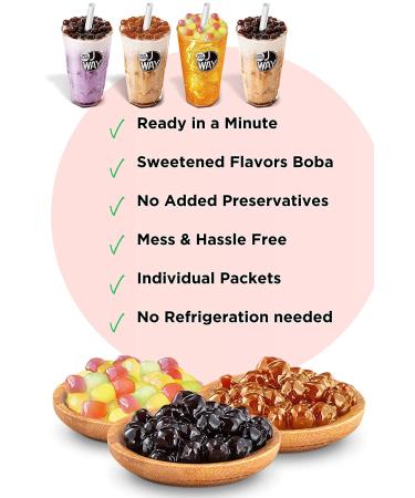 J WAY Instant Boba Bubble Pearl Variety Milk Tea Fruity Tea Kit with Authentic Brown Sugar Caramel Fruity Tapioca Boba  Ready in Under One Minute  Paper Straws Included - Gift Box - 10 Servings Variety Milk Tea with Fruity - Buy Online on GoSupps.com