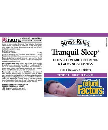 Natural Factors Stress-Relax Tranquil Sleep | 5-HTP, Suntheanine & Melatonin Chewable Tablets - 120 Count - Buy Online on GoSupps.com