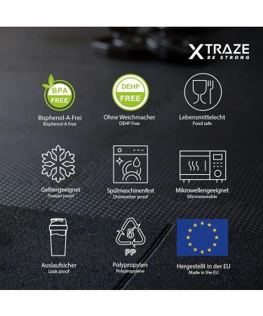 XTRAZE 500ml Protein Shaker | BPA Free Fitness Cup with 150ml Powder Compartment | Leak-Proof Ideal for Smooth Protein Shakes - Black - Buy Online on GoSupps.com