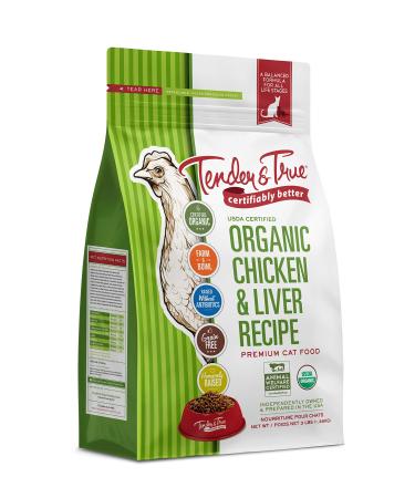 Tender & True Pet Nutrition Organic Chicken & Liver Recipe Dry Cat Food 3 Pound (Pack of 1)