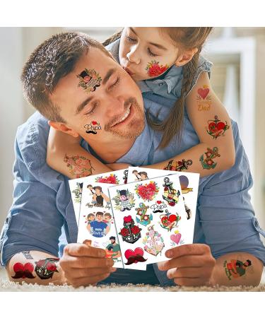 Father's Day Temporary Tattoos - 12 Sheets, 112 Pieces, Dad Themed Stickers for Party Decorations and Favors - Buy Online on GoSupps.com