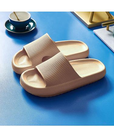 Sliders Cloud Slippers Women Men Non-Slip Mens Womens Slippers Cloud Sliders Soft Flip Flops with Thick Sole for Shower Bathroom Pool Beach 8.5 UK Khaki - Buy Online on GoSupps.com