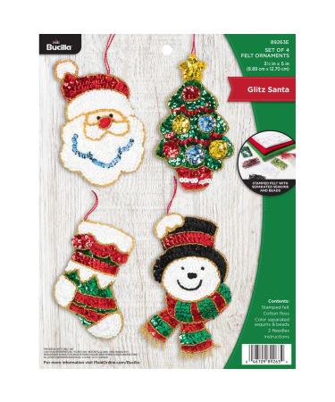 Bucilla Felt Applique Christmas Ornament Kit  3.5 x 5  Glitz Santa