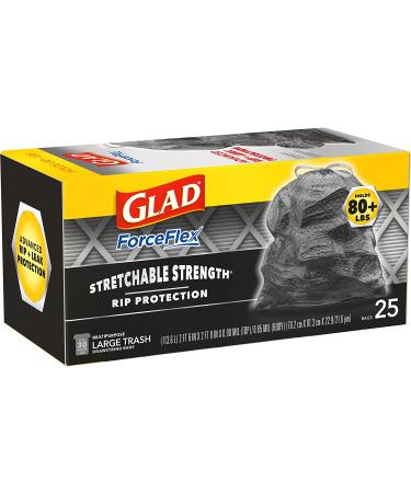 Glad ForceFlexPlus Black Large Drawstring Trash Bags 30 Gal - 25 Ct | 25 Count | Standard Packaging - Buy Online on GoSupps.com