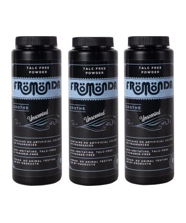 Fromonda (Soothe) Body Powder unscented (5 oz, Pack of 3) Unisex, Talc-Free, Anti-Chafing, Sweat Defense with Essential Oils 5 Ounce (Pack of 3)