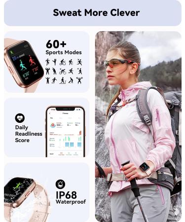 Women's Smart Watch with Call & Dial, Alexa Built-in, Heart Rate Monitor, Blood Oxygen & Sleep Tracker - IP68 Waterproof 1.7 Touch Screen Fitness Tracker for iPhone & Android - Pink - Buy Online on GoSupps.com