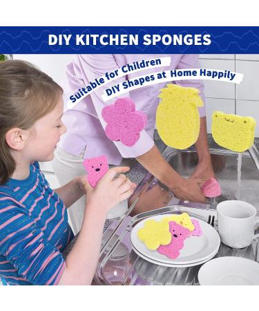 CELOX Large Eco-Friendly Cellulose Kitchen Sponges - 24 Pack Super Absorbent Cleaning Sponges for Dishes - DIY Kids Sponges in Pink-yellow (4.5 x 2.8 x 0.6) - Buy Online on GoSupps.com