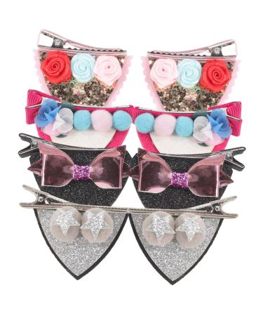 SKISUNO 4 Pairs Girl Headdress Cat Ears Hair Barrette Hairpins Hair Clips Cat Ears Animal Ear Hair Clips Girl Hair Accessories Animal Ear Hair Barrette Hair Accessories