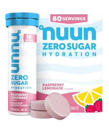 Nuun Zero Sugar Hydration Electrolyte Tablets - Sodium Potassium Chloride Calcium Magnesium Light & Delicious Fruit Flavors No Sugar Gluten Free Vegan Raspberry Lemonade (80 Servings Total) Raspberry Lemonade 80 Co