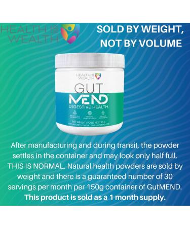 Health IS Wealth Organic GutMEND Advanced Gut Health Powder with Ginger L Glutamine Marshmallow Root - Relieves Inflammation Indigestion Nausea - 5g per Serving (150g) - Buy Online on GoSupps.com