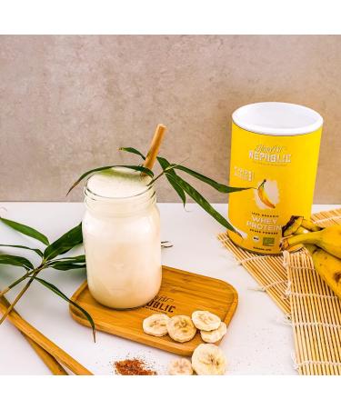 Harvest Republic Bio Whey Protein Smoothie Shake Powder 320g - Organic Banana Flavor Muscle Building BCAA & EAAS Natural Ingredients No Additives - Buy Online on GoSupps.com