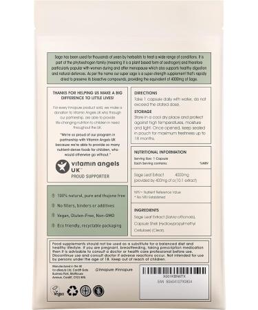 INNOPURE Super Sage Leaf 4000mg Capsules - Menopause Symptom Relief - High Strength Formula - Vegan - 60 Capsules - UK Made - Buy Online on GoSupps.com