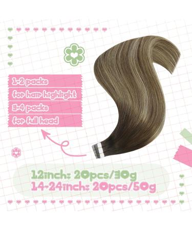 Youngsee Real Hair Tape Extensions 50cm - Balayage Dark Brown Ombre Blonde - Remy Invisible Tape #4/22 & #4/6/22 - International Shipping - Buy Online on GoSupps.com