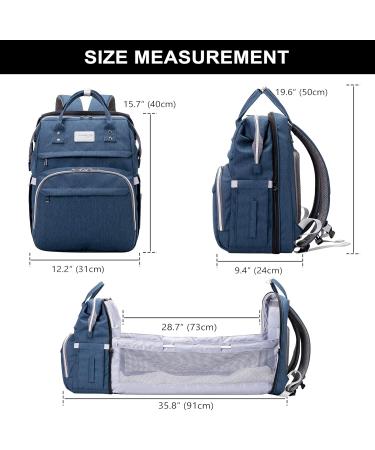 Shop SndMor Dark Blue Diaper Bag Backpack - Multifunctional with Bed Function Stroller Hooks Ideal for Moms & Dads | International Shipping - Buy Online on GoSupps.com