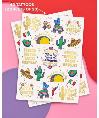 XO Fetti Fiesta Party Supplies Metallic Tattoos - 40 Styles | Cinco De Mayo & Bachelorette Decor - Buy Online on GoSupps.com