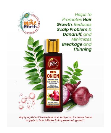 Indie Earth Red Onion Oil for Hair Loss - Argan, Jojoba & Rosemary - 200ml - Buy Online on GoSupps.com