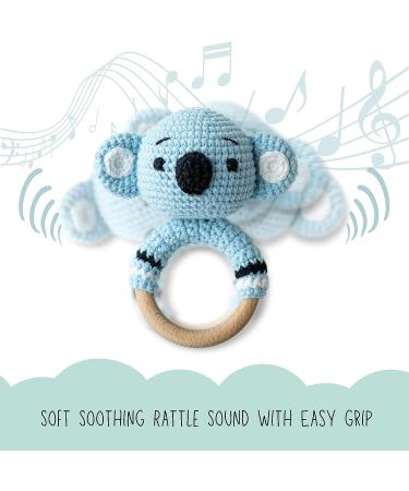 Teddio Baby Rattle Teething Toy | Smooth Wooden Easy Grip Ring | Gender Neutral Baby Gift with Koala Design - Buy Online on GoSupps.com