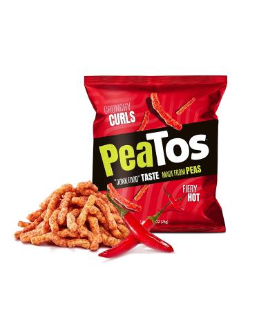 PeaTos Fiery Hot Crunchy Curls Snacks | 15 Oz Pack of 15 | Pea Plant Protein | Spicy Flavor | Junk Food Taste Made from Peas - Buy Online on GoSupps.com