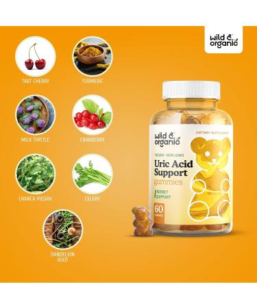 Organic Uric Acid Support Gummies with Tart Cherry, Milk Thistle & Turmeric - 60 Chews for Urinary & Joint Health - Buy Online on GoSupps.com