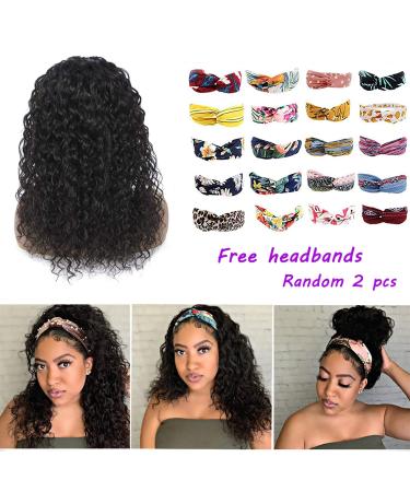 Bworto Water Wave Headband Wig 16 Inch - Brazilian Virgin Curly Human Hair - Glueless Machine Made - 150% Density - for Black Women - Buy Online on GoSupps.com