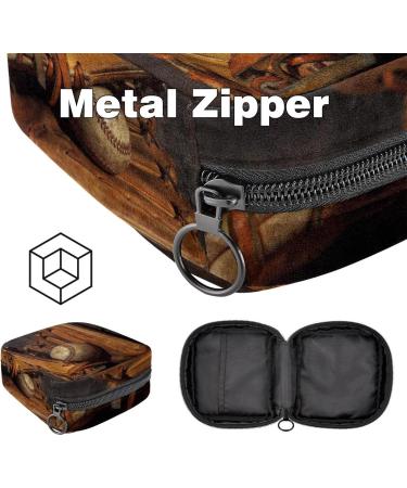 Menstruation Pad Bag with Zipper | Stylish Women's Napkin & Tampon Collection Bag | Vintage Baseball Glove Design - Buy Online on GoSupps.com