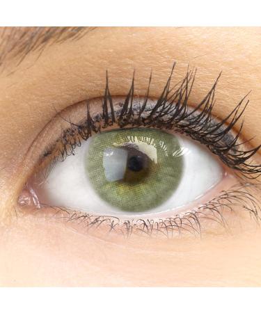 Very covering and natural green contact lenses Silicon Comfort Novelty Jasmine Gr n + container of glamlens - 1 pair (2 pieces) - Dia 14.00 - Without strength 0.00 Dioptries